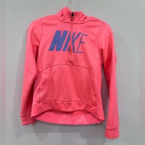 Coral Pink Girls NIKE Pullover Hoodie with 1/4 Zipper - Size Youth XL
